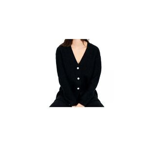 INC INTERNATIONAL CONCEPTS Women's Rhinestone-Button Chunky Cardigan Black Large